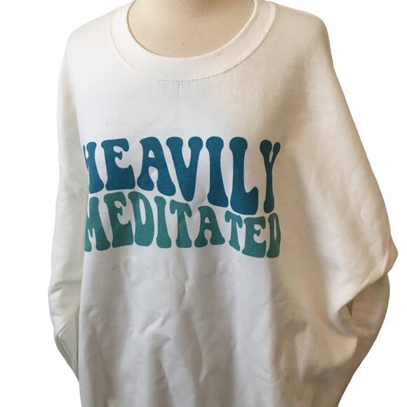 Gildan Tops - Heavily Meditated Sweatshirt, Yoga Sweatshirt, Gildan Unisex Sweatshirt, Size XL